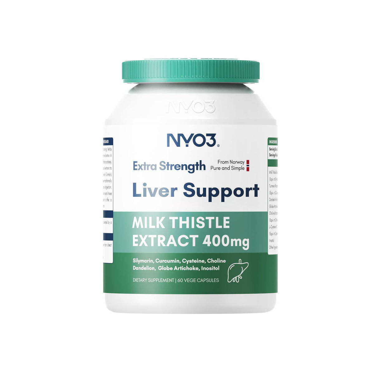 NYO3 Milk Thistle Supplement 400mg front view