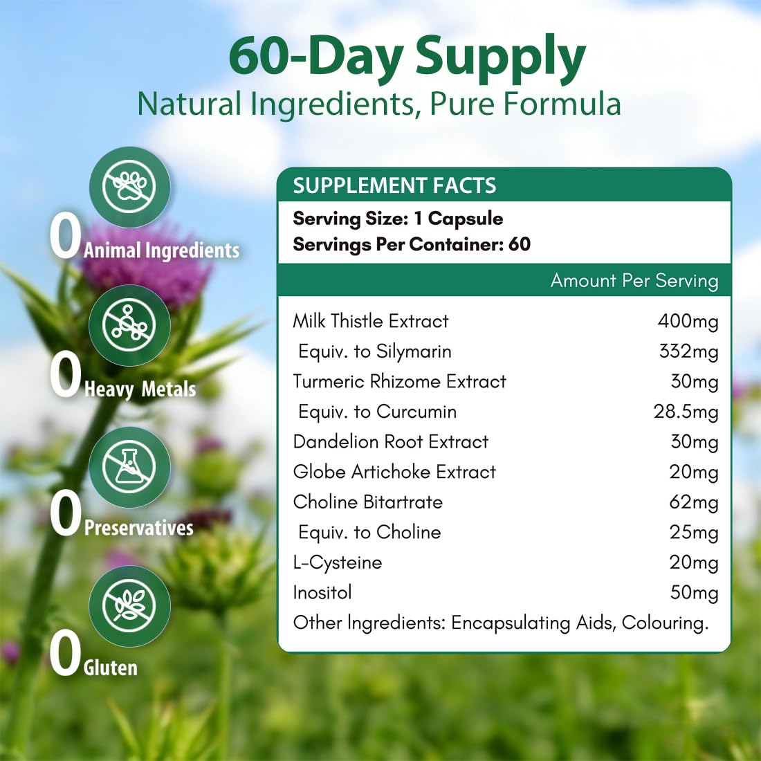 NYO3 Milk Thistle Supplement 400mg side view