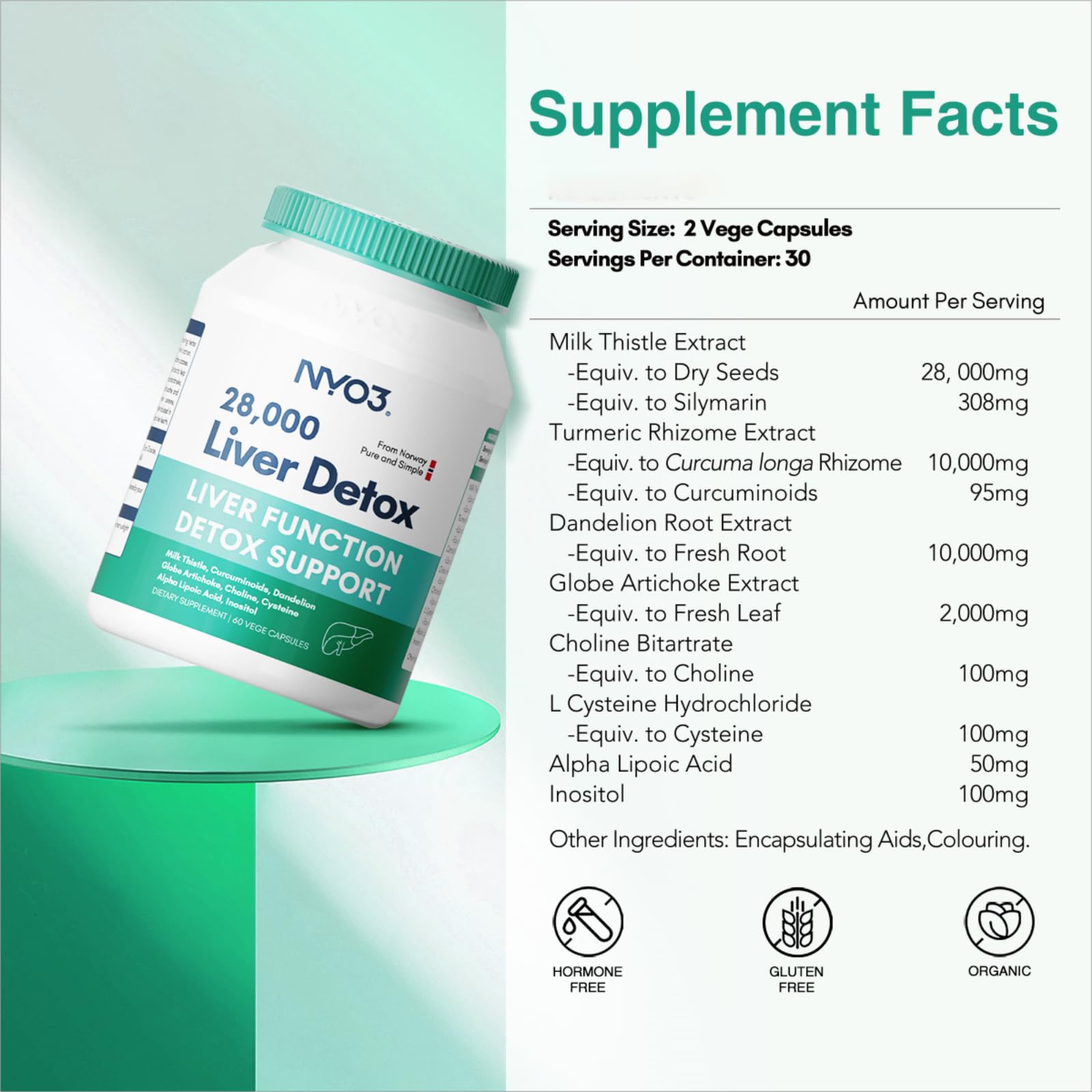 NYO3 Milk Thistle Supplement bottle side view