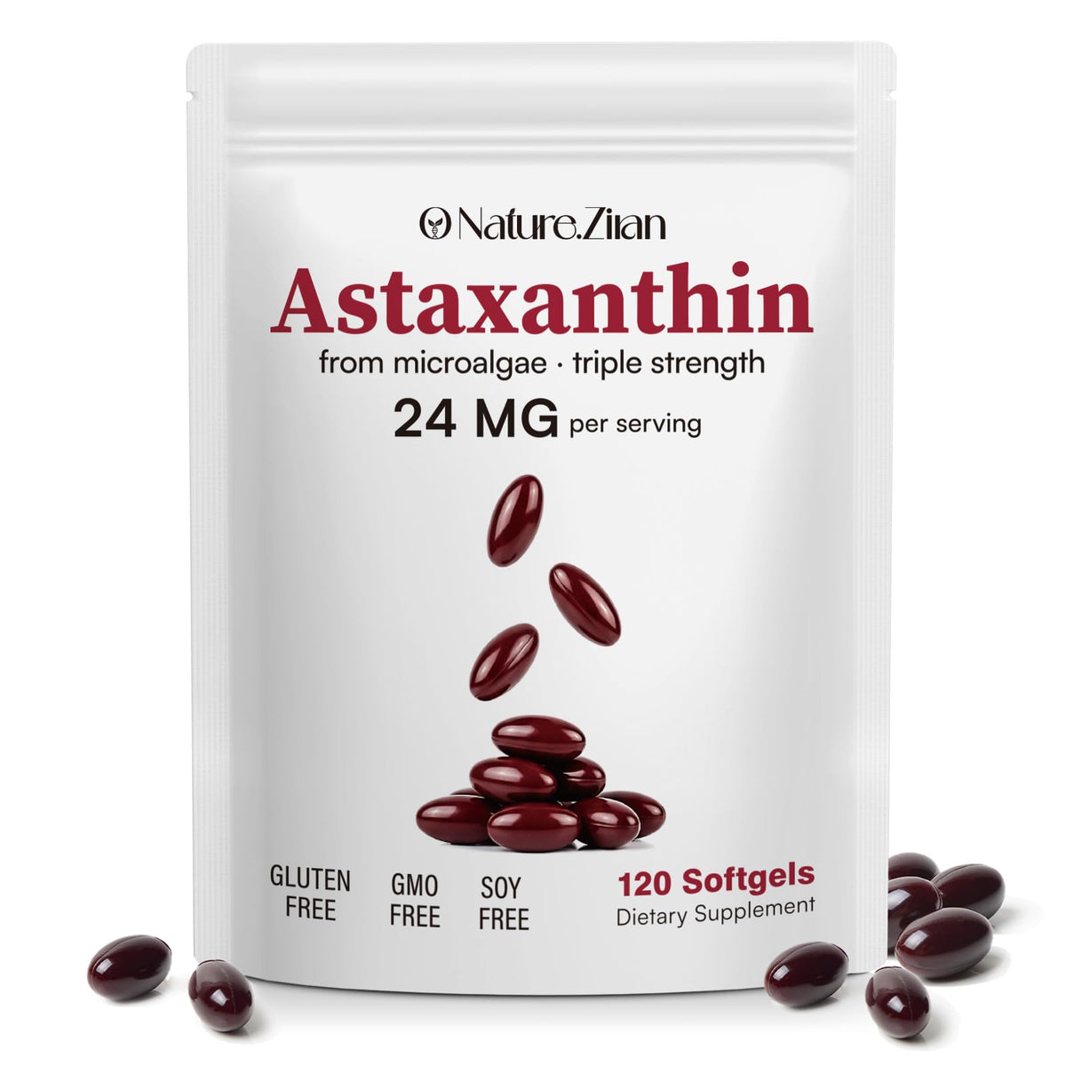 O NATURE. ZIRAN Astaxanthin Softgel bottle front view