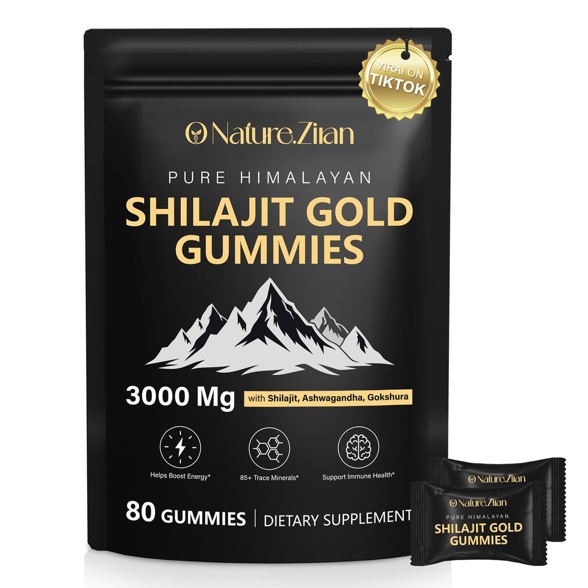 O NATURE. ZIRAN Organic Shilajit Gummies front view