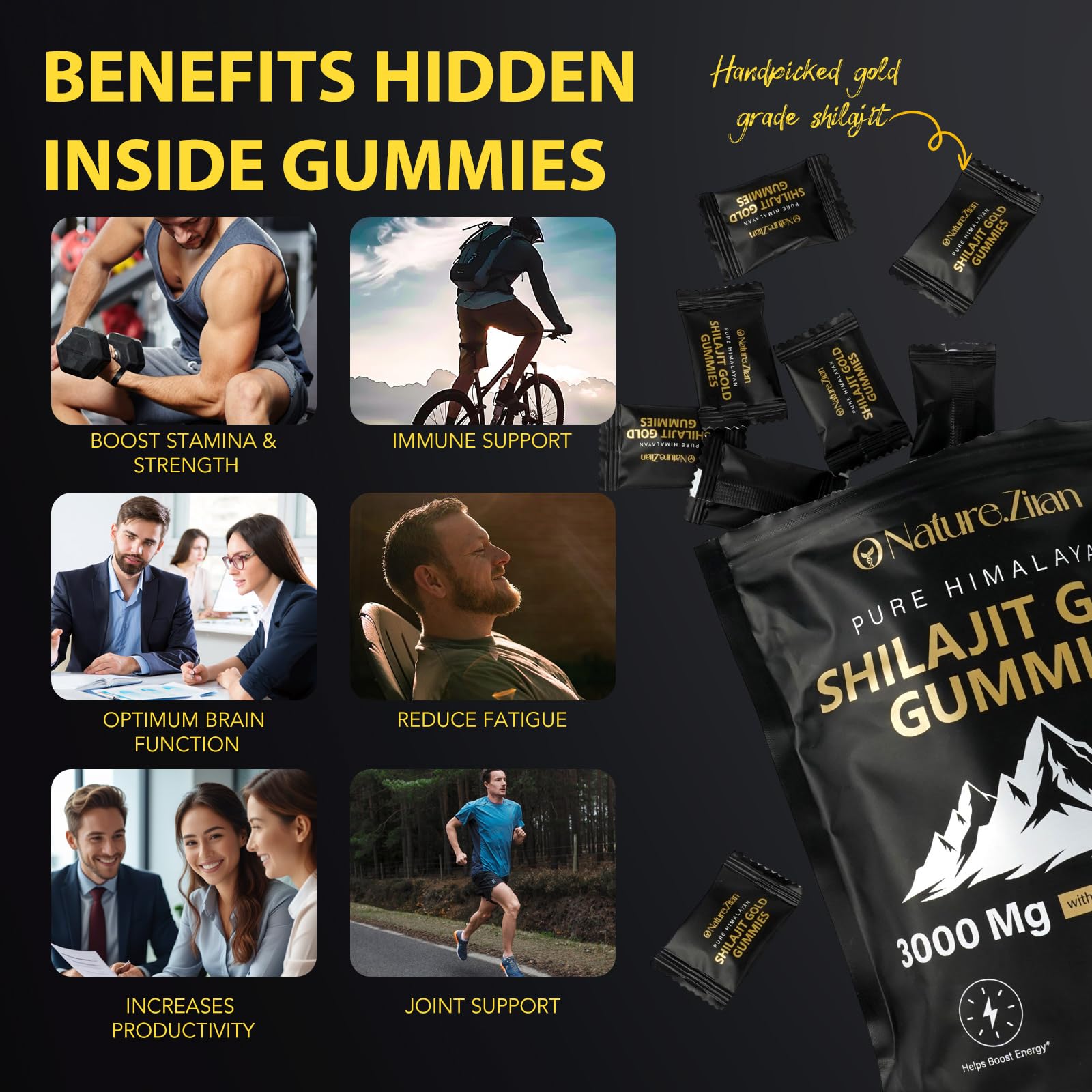 O NATURE. ZIRAN Organic Shilajit Gummies with Ashwagandha