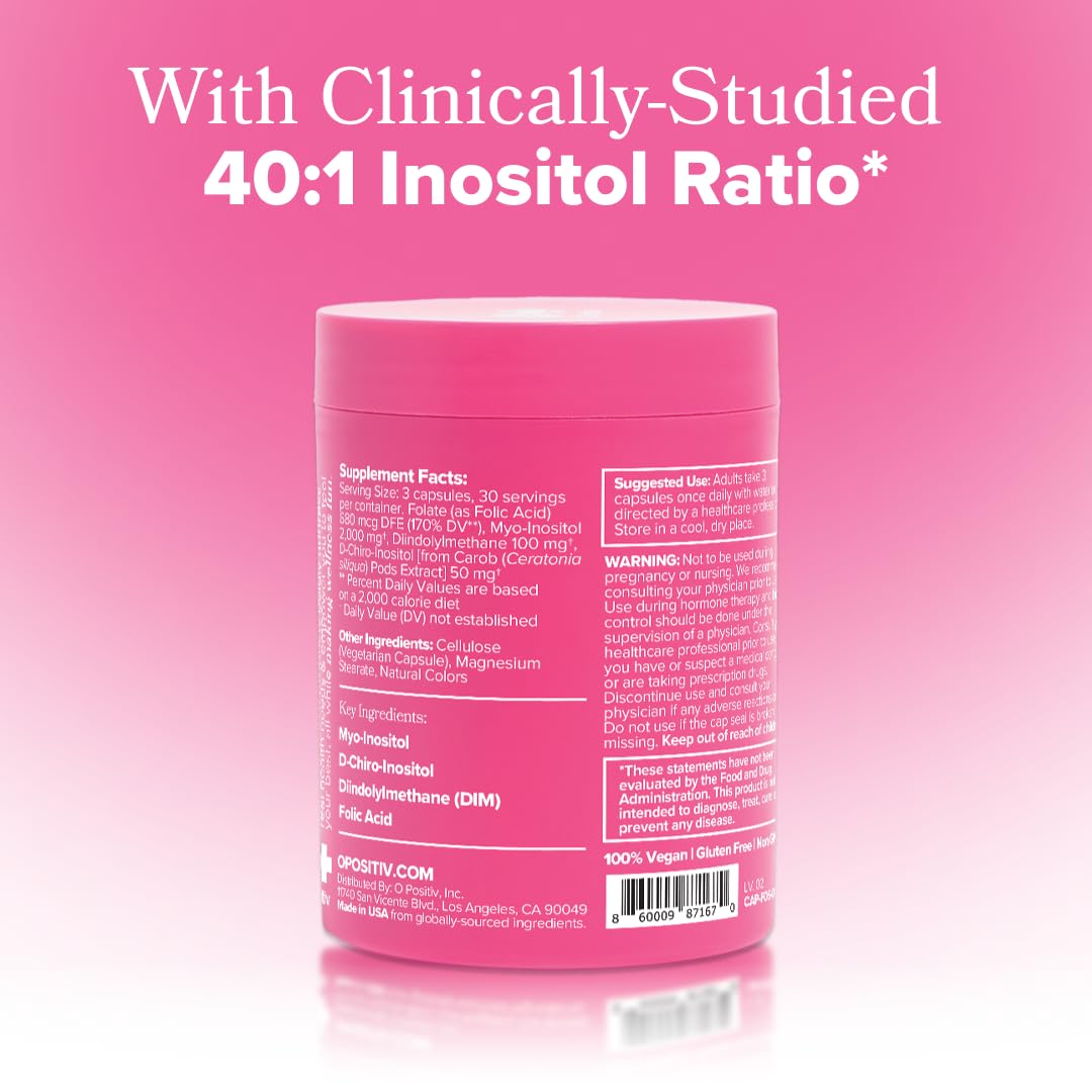 O Positiv FLO Ovarian Support bottle with a glass of water
