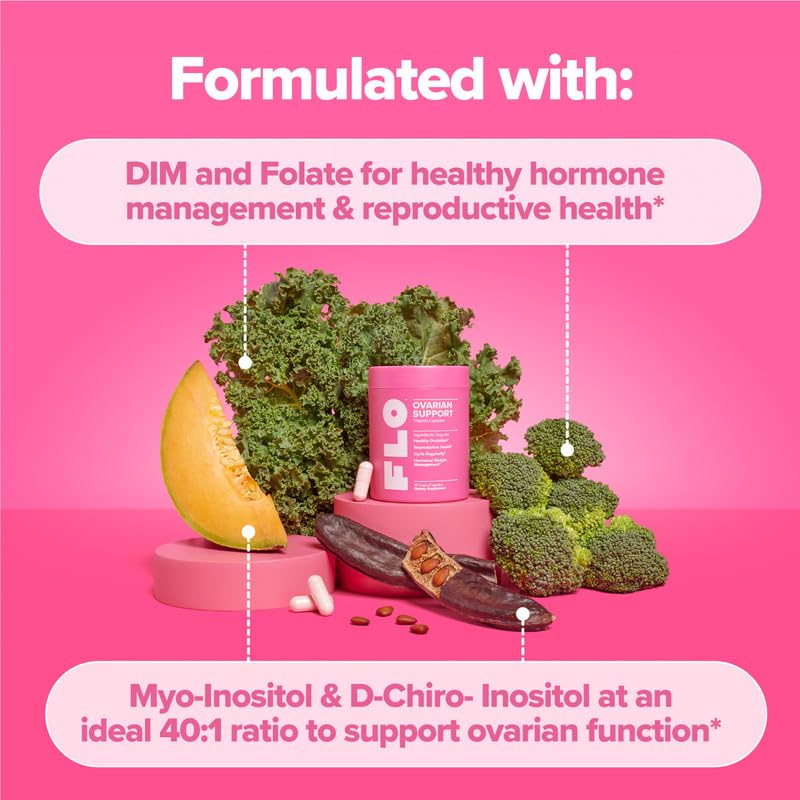 O Positiv FLO Ovarian Support capsules on a wooden table