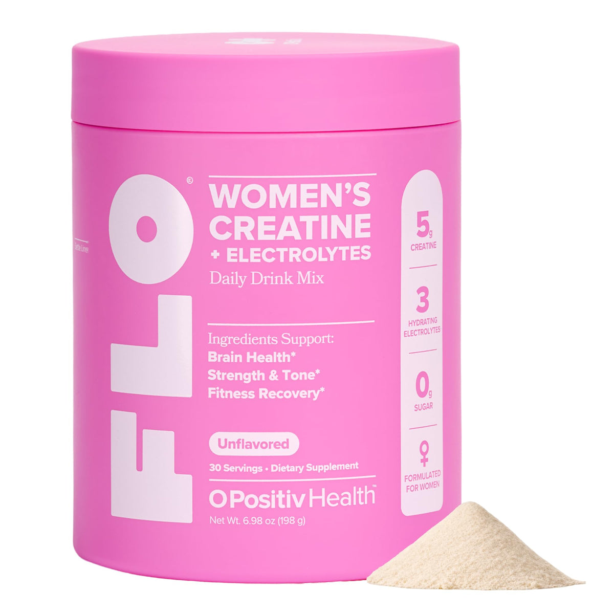 O Positiv FLO Women’s Creatine + Electrolytes front view packaging