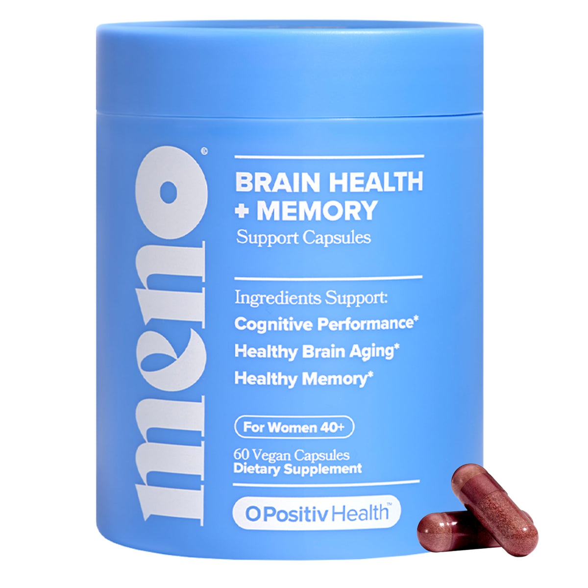 O Positiv MENO Brain Health + Memory Support Capsules front view