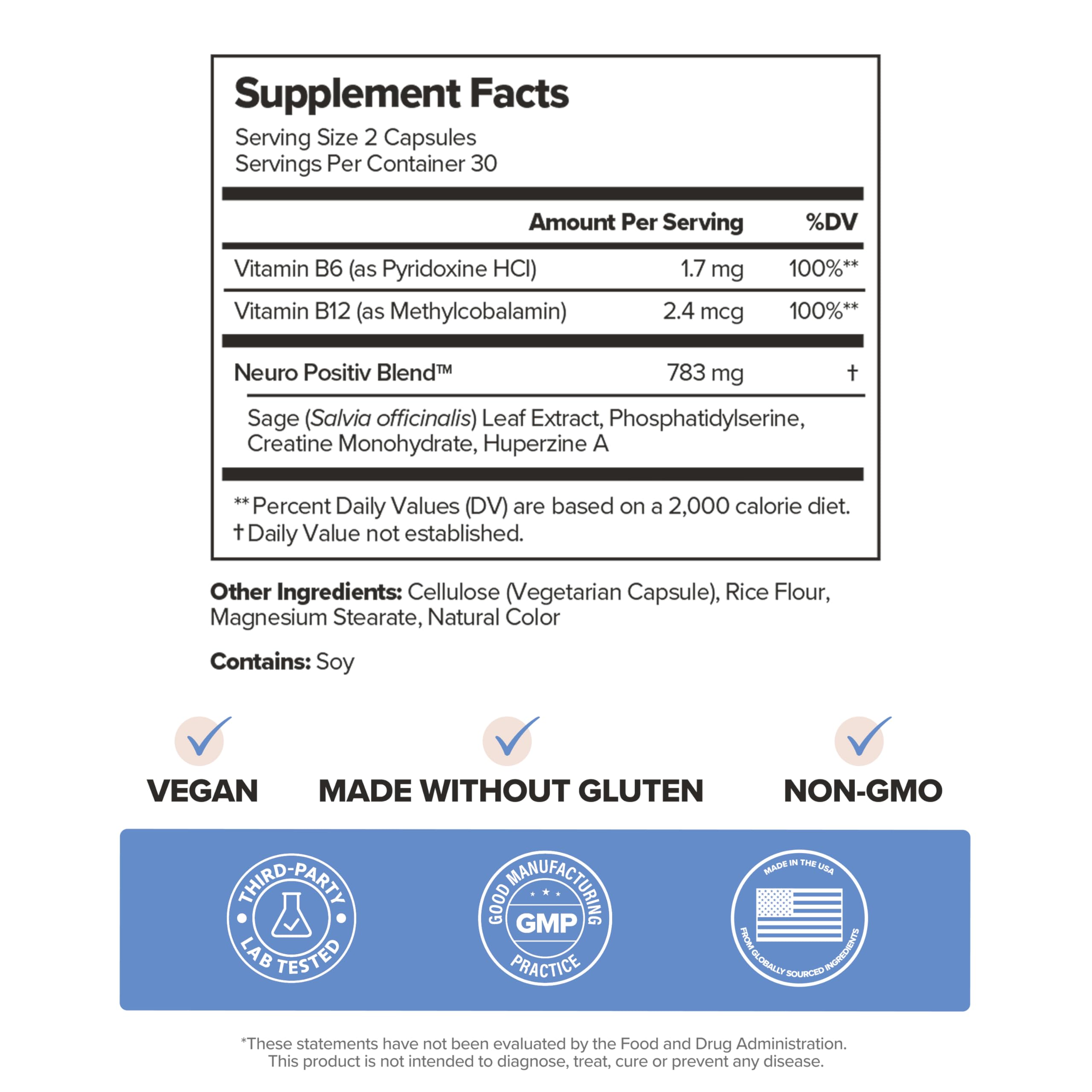 O Positiv MENO Brain Health + Memory Support Capsules opened with two capsules