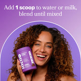 O Positiv MENO Healthy Aging Collagen & Protein Powder mixed in a glass