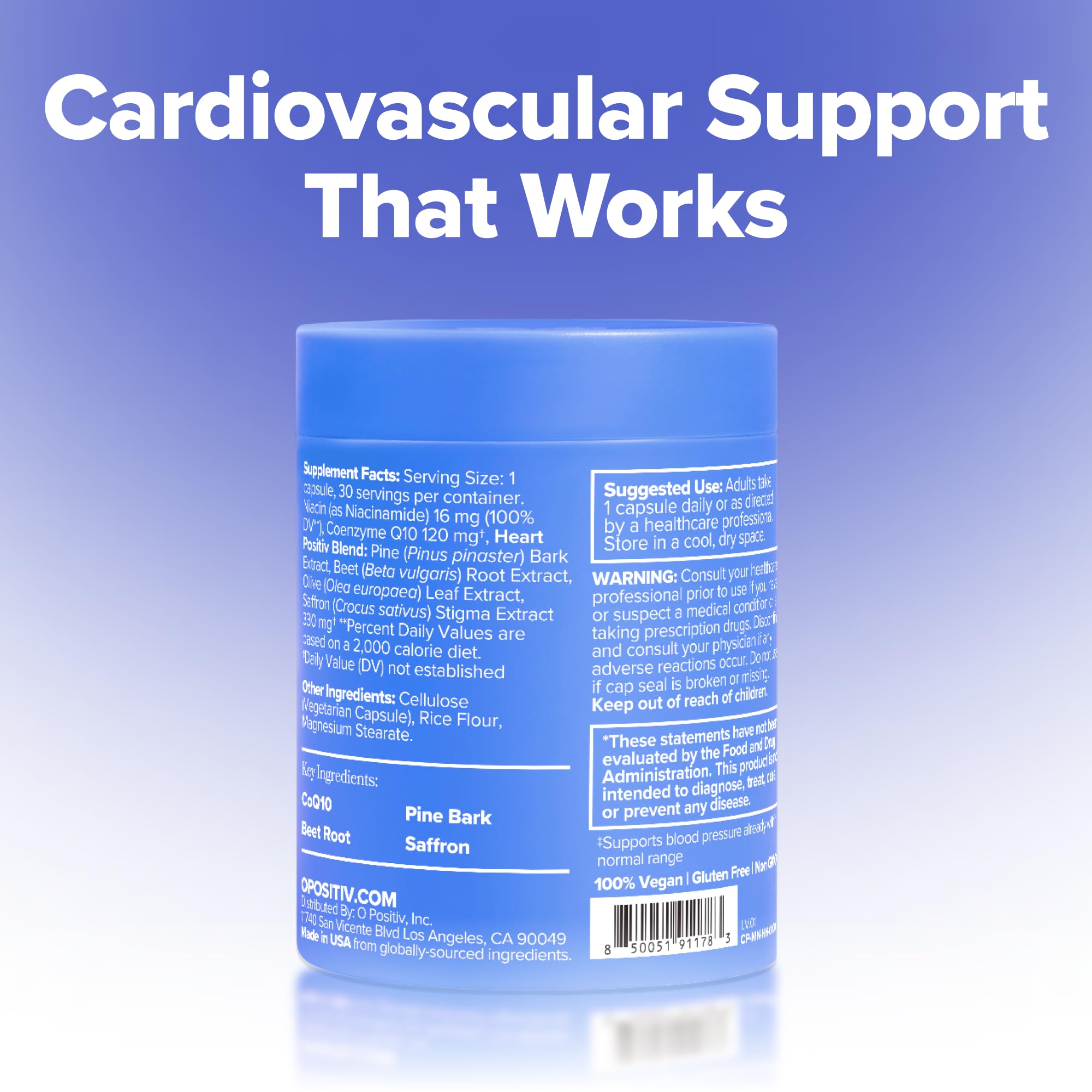O Positiv MENO Heart + Blood Pressure Support Capsules with fresh ingredients