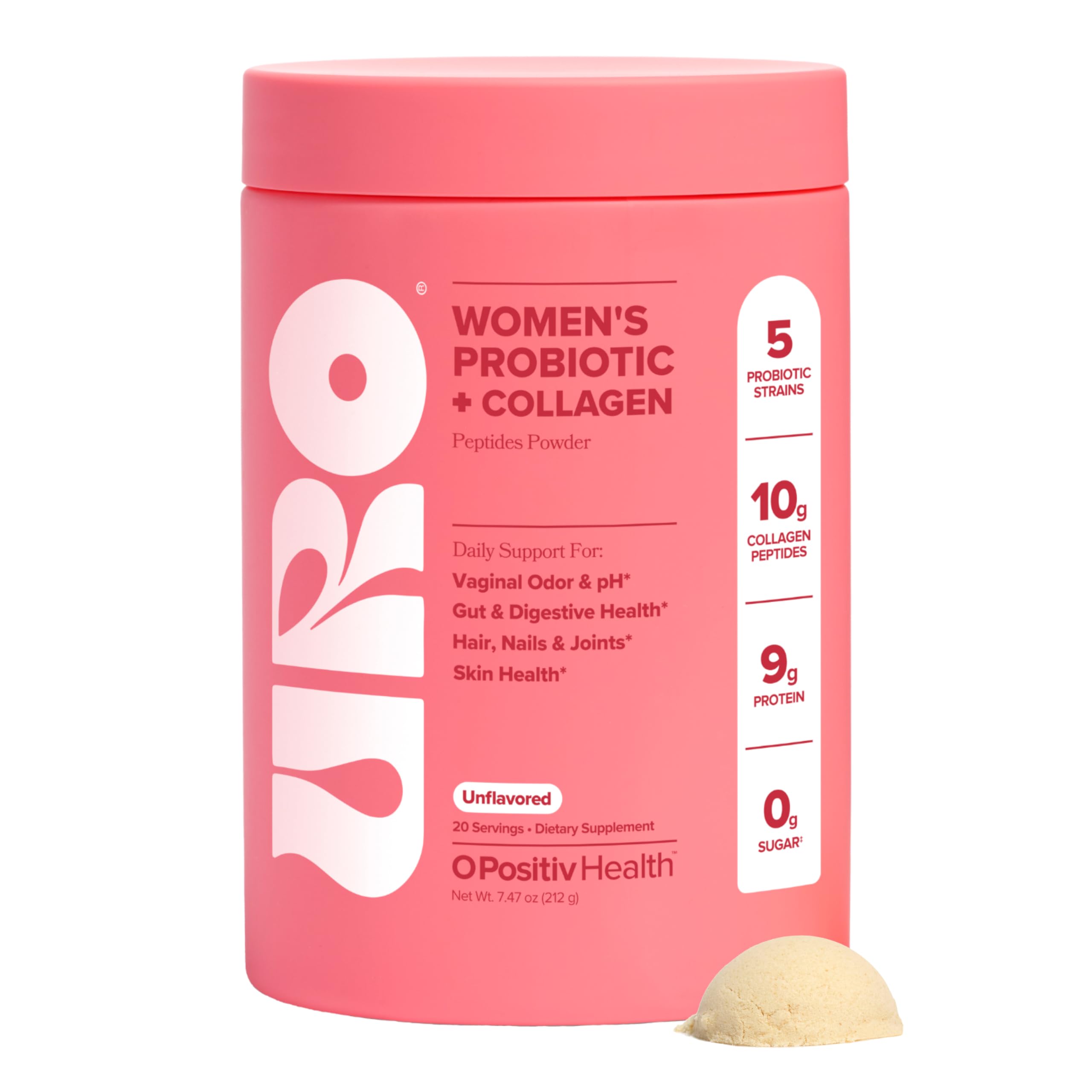 O Positiv URO Women’s Probiotic + Collagen Powder front view