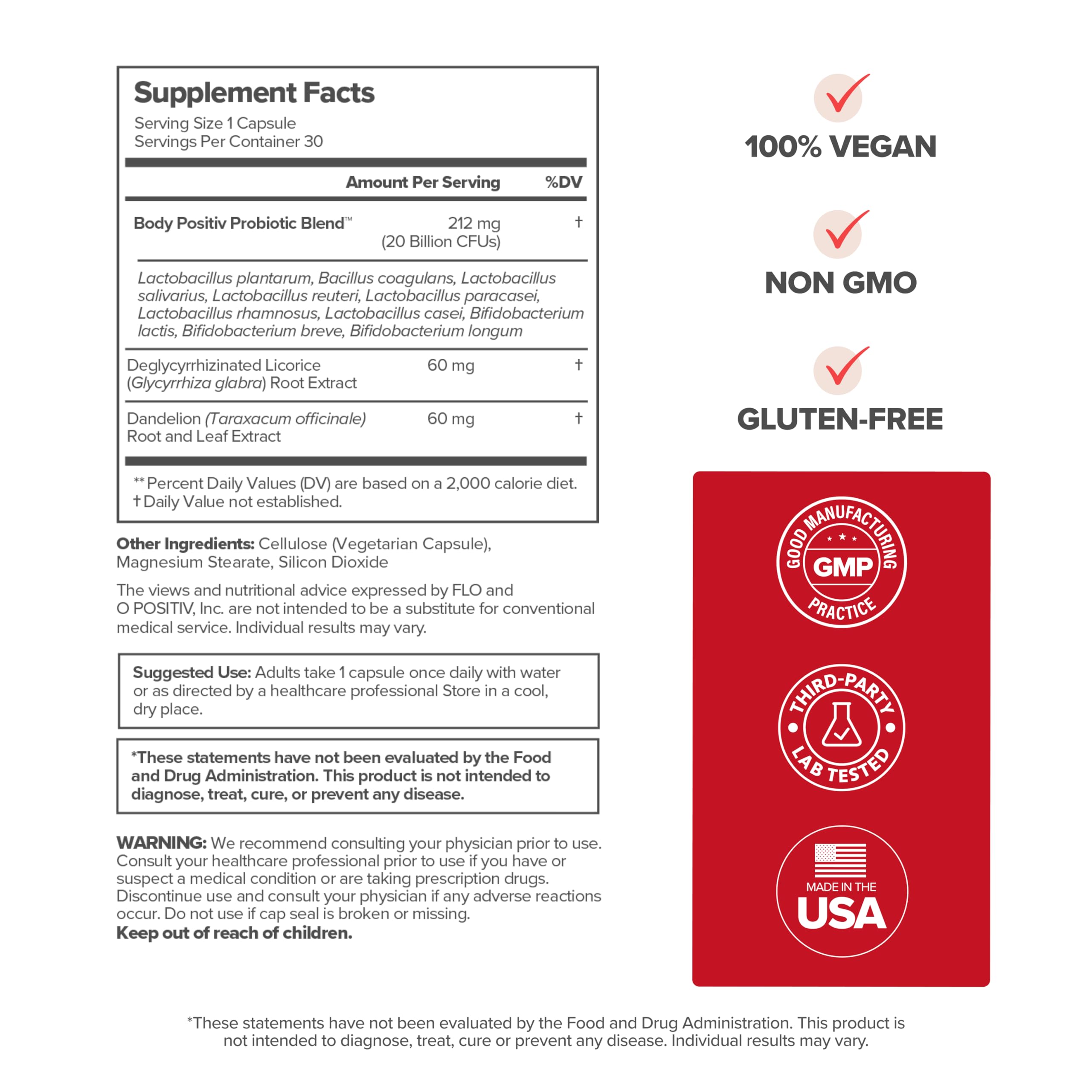 O Positiv URO Women’s Probiotic packaging details