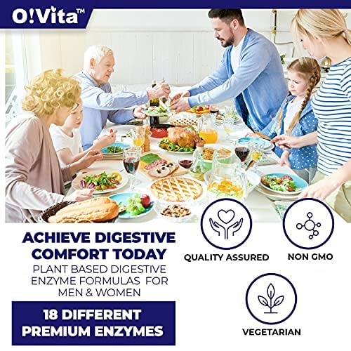O!VITA Multi-Enzyme Supplement back view with ingredient list