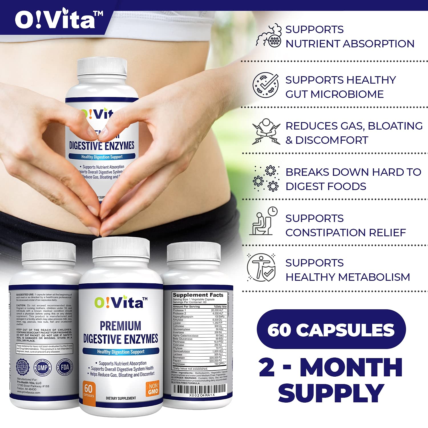 O!VITA Multi-Enzyme Supplement side view showing capsule