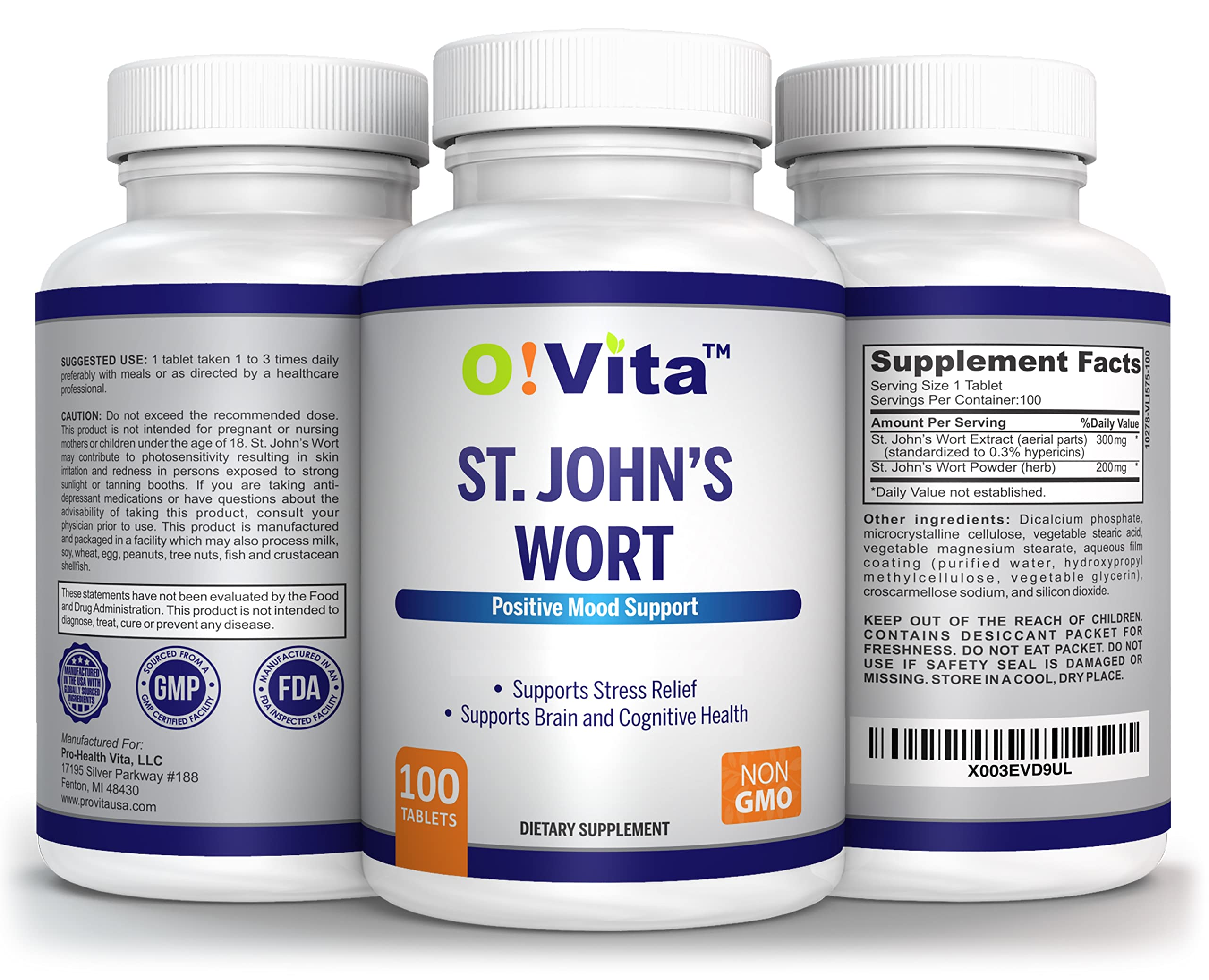 O!VITA St. John's Wort Vegan Tablets close-up of tablets