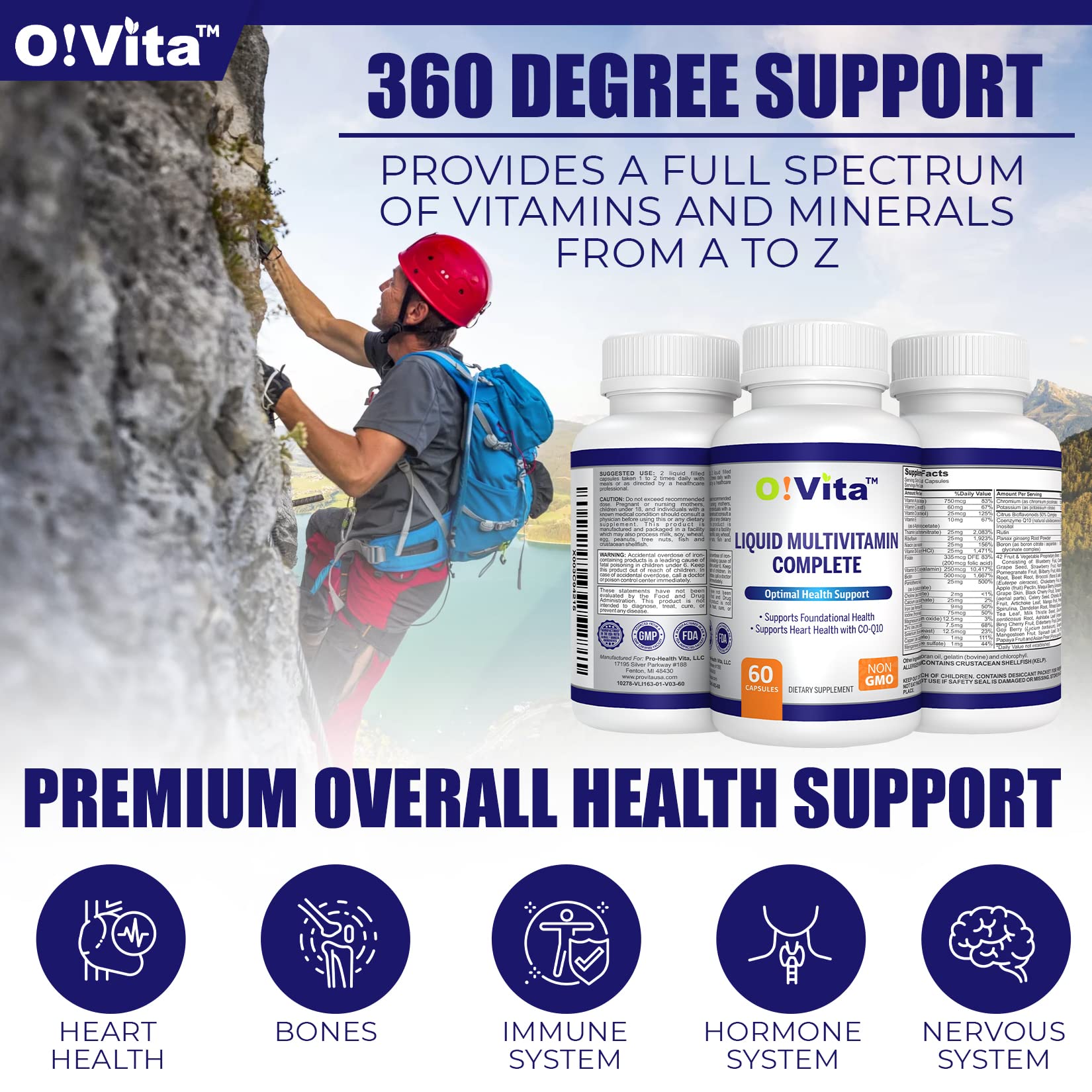 O!VITA supplement capsules in a clear bottle