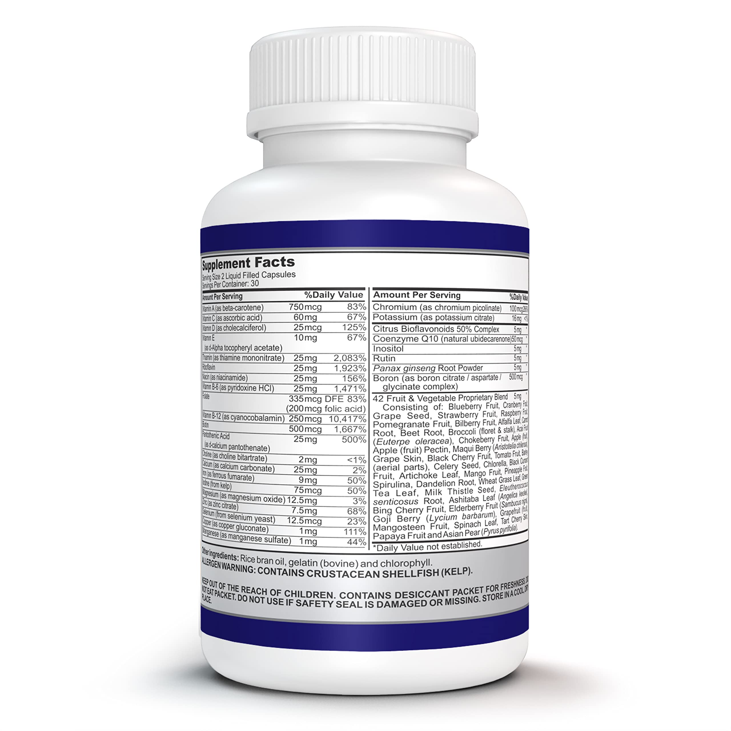 O!VITA supplement ingredients list on packaging