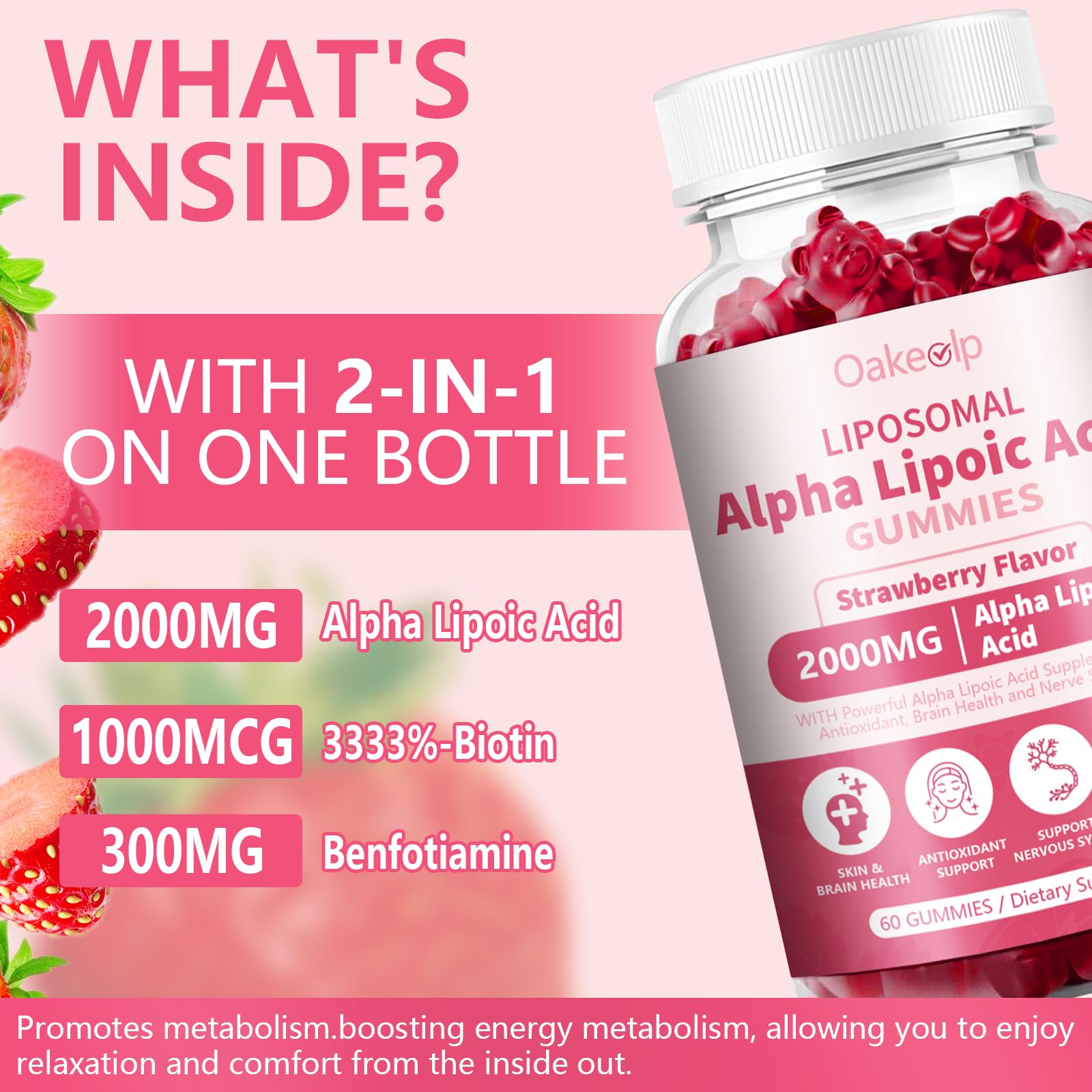Oakevlp Alpha Lipoic Acid Gummies strawberry flavour