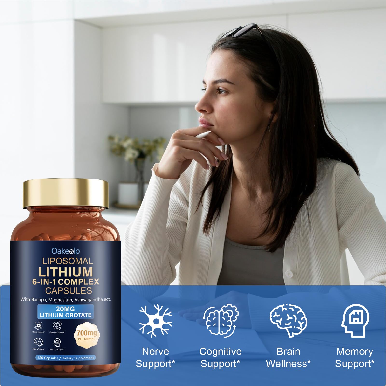 Oakevlp Lithium Orotate supplement label close-up