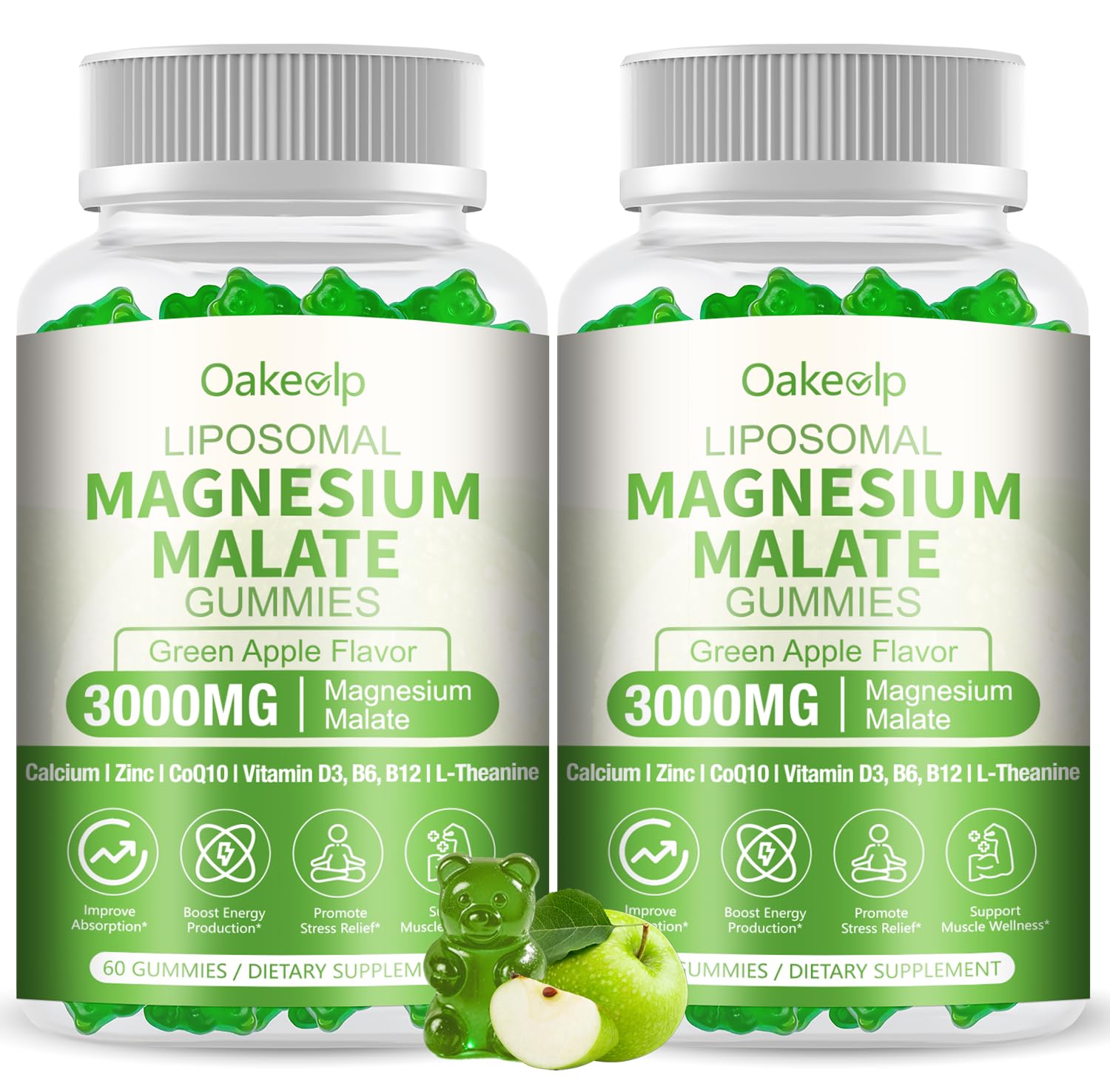Oakevlp Magnesium Malate Supplement 3000mg front view