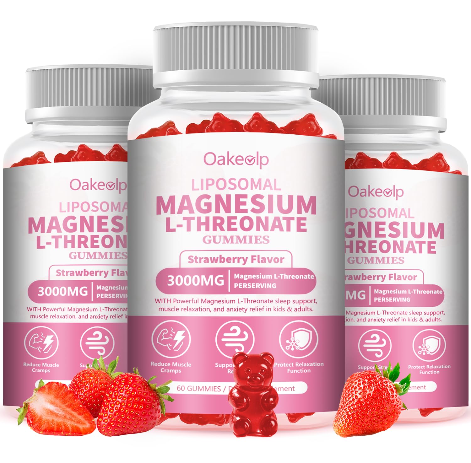 Oakevlp Magnesium Threonate Gummies 3000mg front view