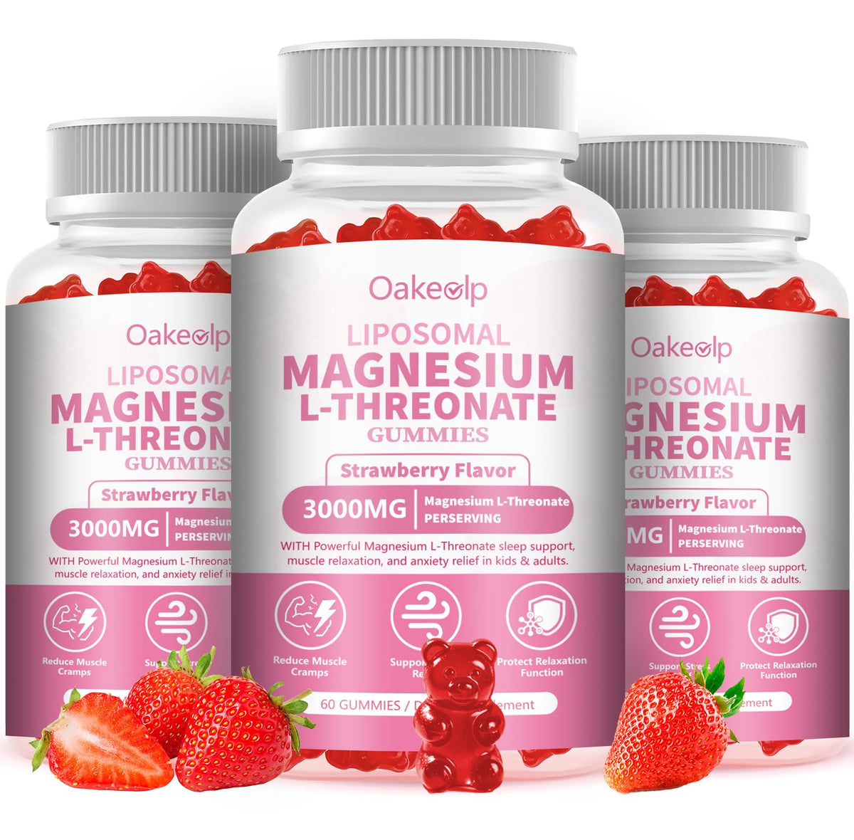 Oakevlp Magnesium Threonate Gummies 3000mg front view