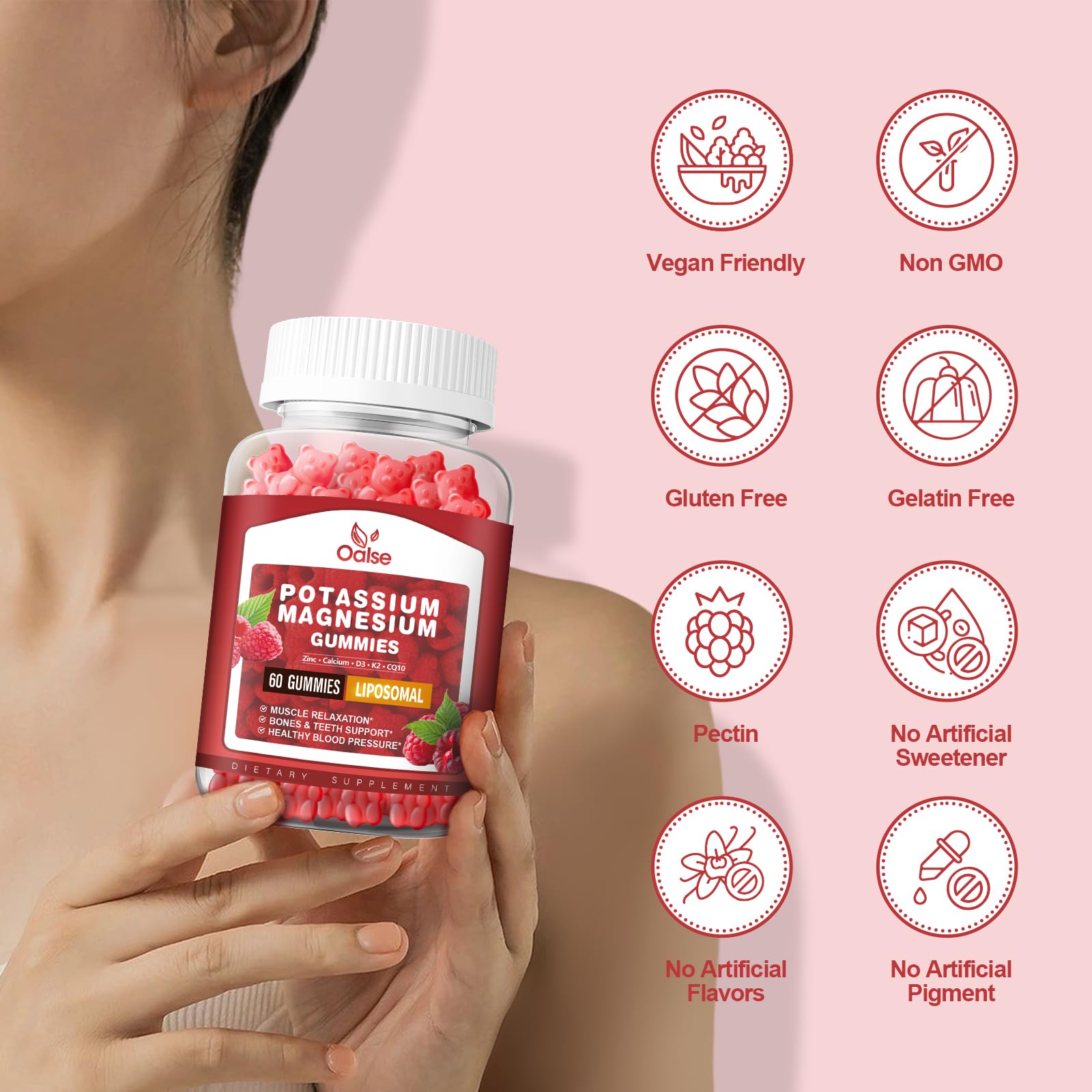 OALSE Potassium Magnesium Gummies with fruits used in ingredients