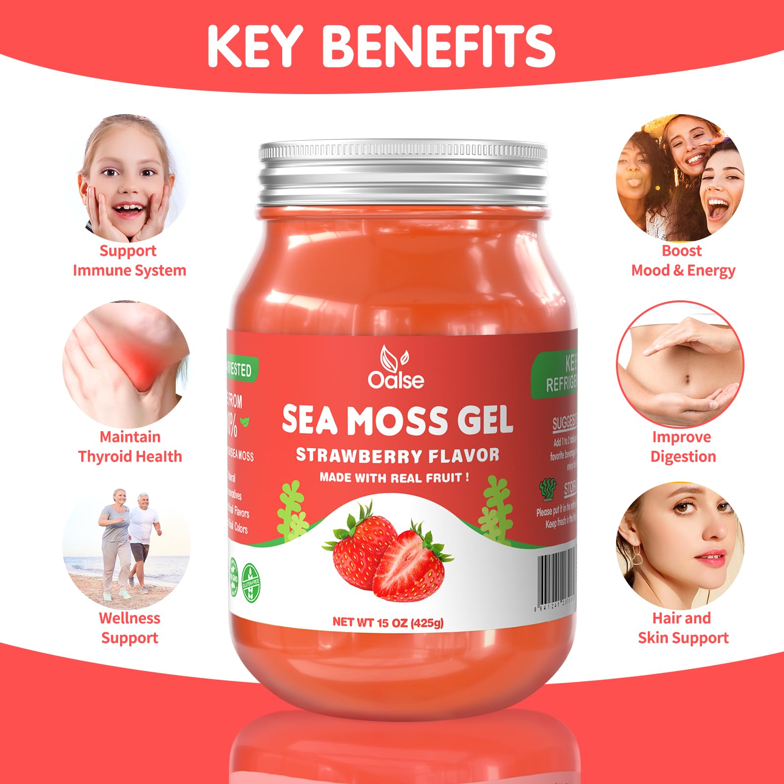OALSE Sea Moss Gel 425g with a spoon for serving