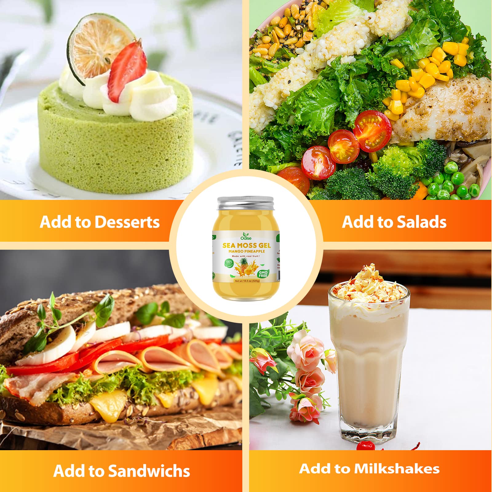 OALSE Sea Moss Gel 524g with fresh fruits for recipes