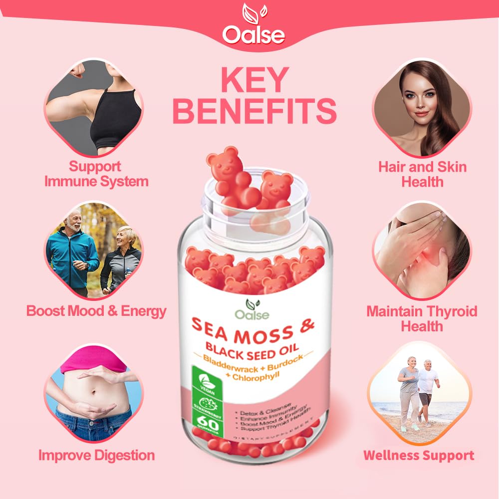OALSE Sea Moss Gummies showing the gummies inside the bottle