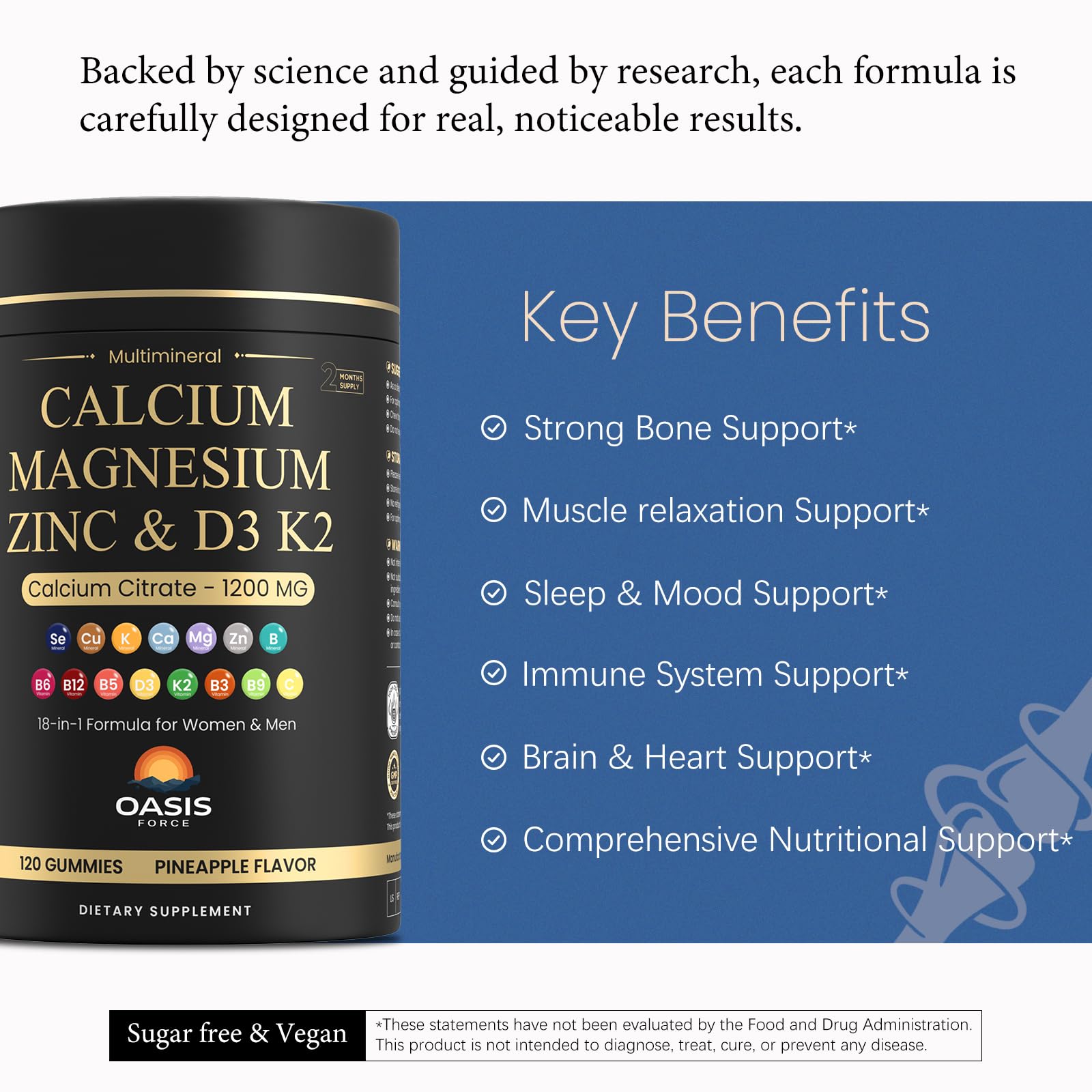 OASIS FORCE Calcium Citrate Gummies individual wrapper
