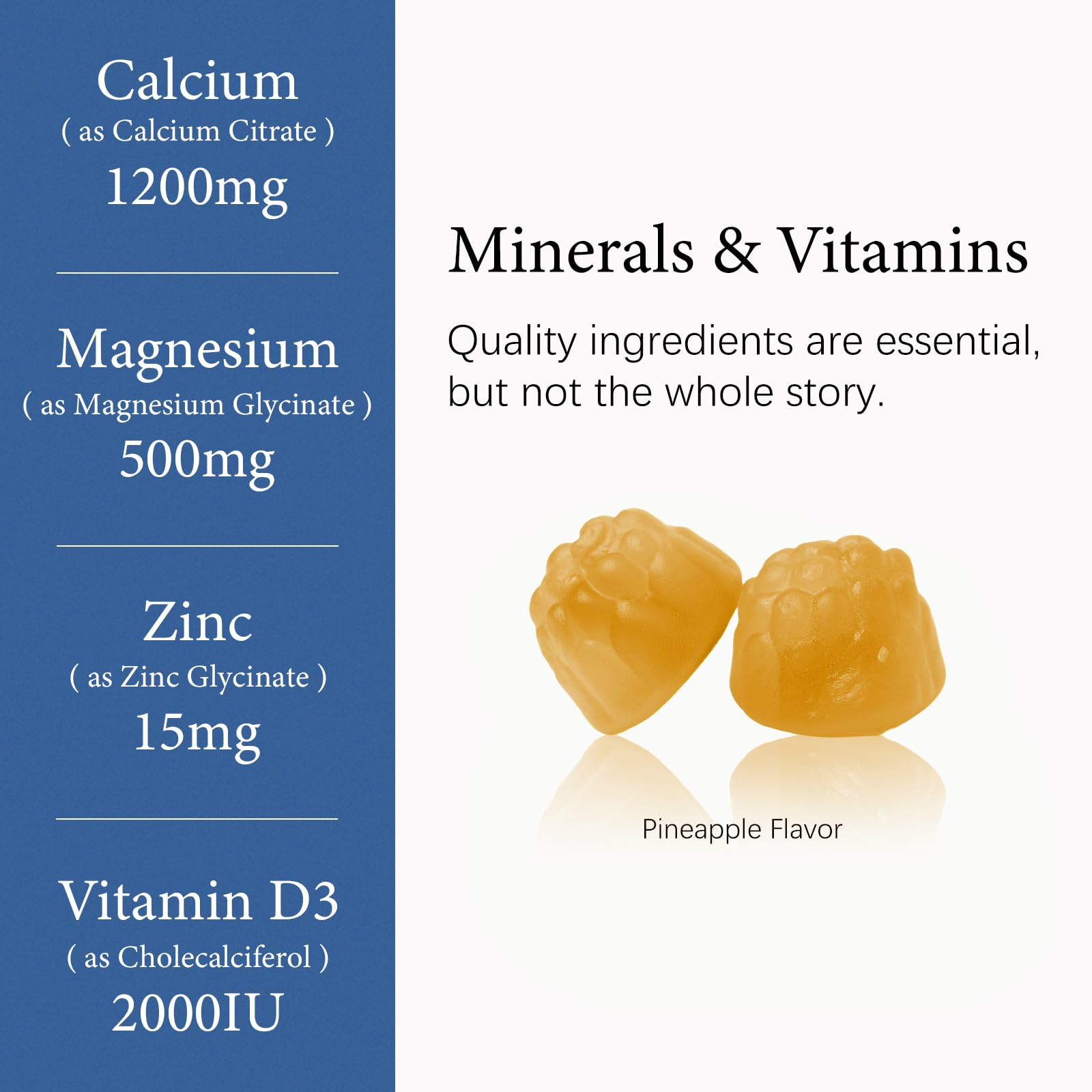OASIS FORCE Calcium Citrate Gummies pineapple flavour close-up