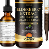 OASIS FORCE Elderberry Syrup 250mg front view with blueberry flavour