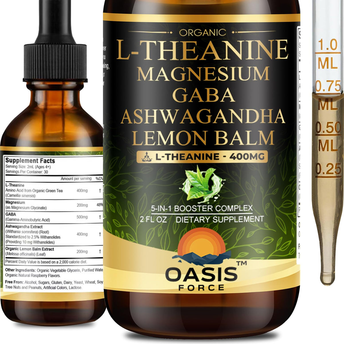 OASIS FORCE L-Theanine Liquid Drops bottle front view