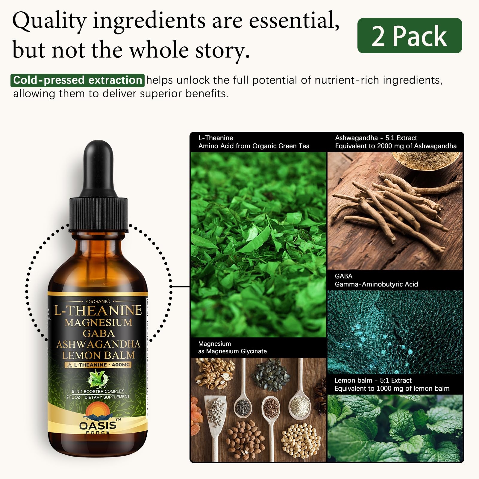 OASIS FORCE L-Theanine Liquid Drops packaging side view