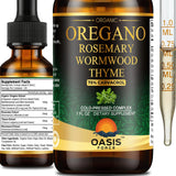 OASIS FORCE Organic Oregano Oil Drops front view with packaging