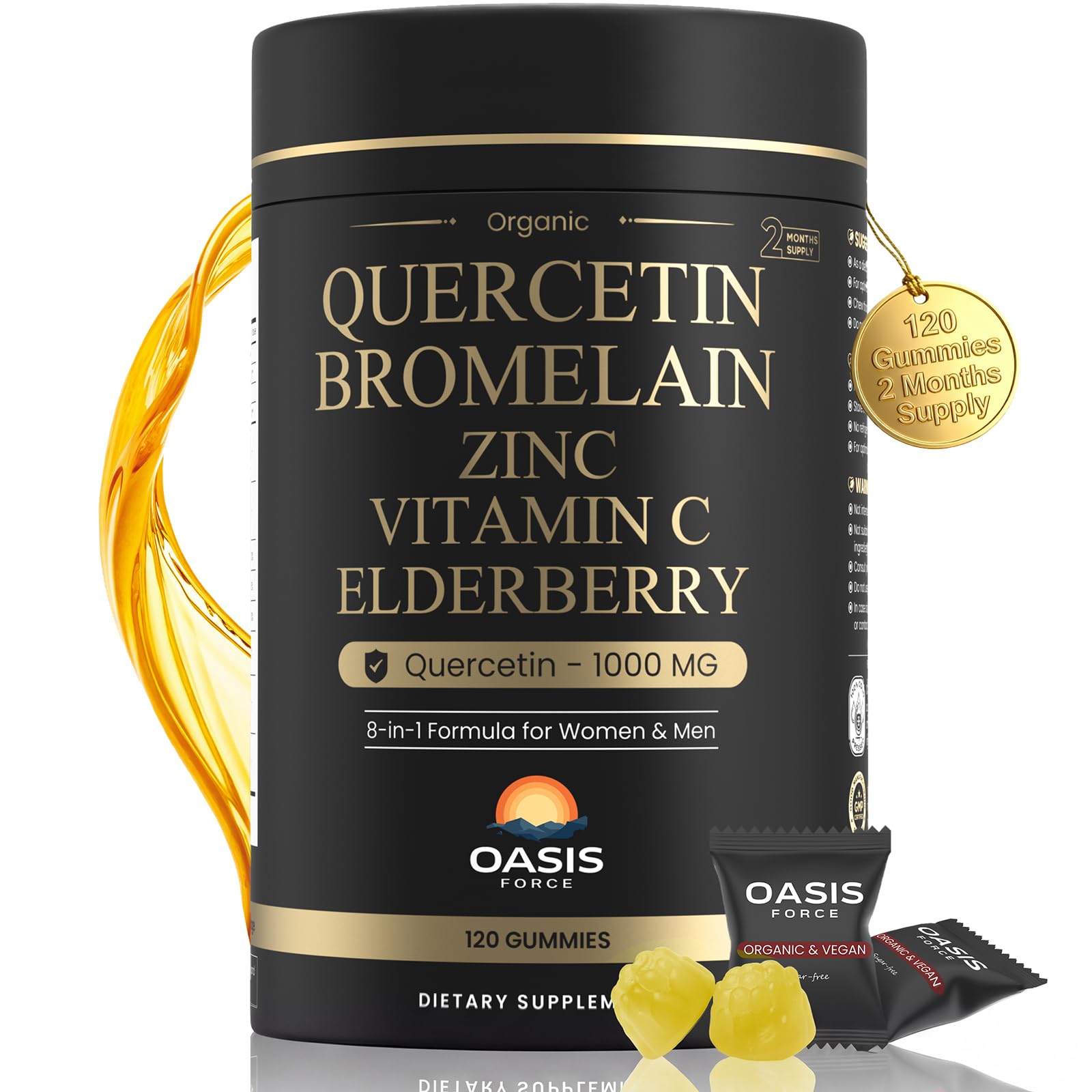 OASIS FORCE Quercetin Gummies front view with packaging