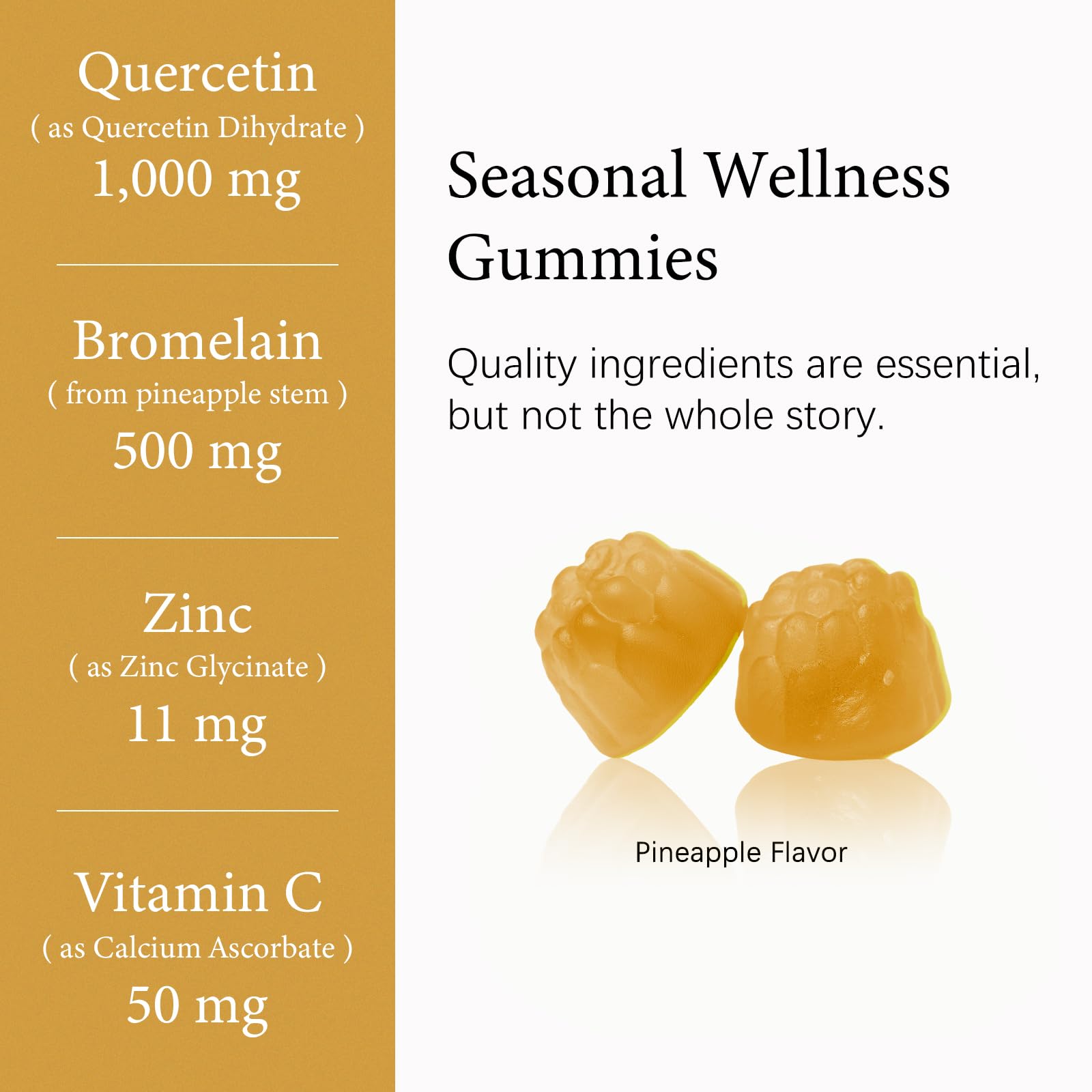 OASIS FORCE Quercetin Gummies pineapple flavour close-up