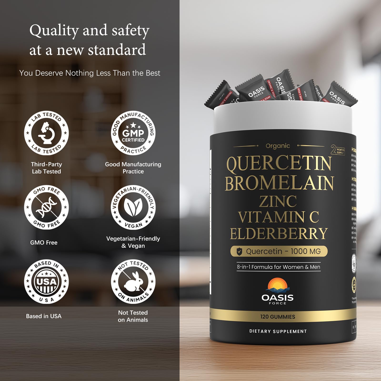 OASIS FORCE Quercetin Gummies with fresh pineapple
