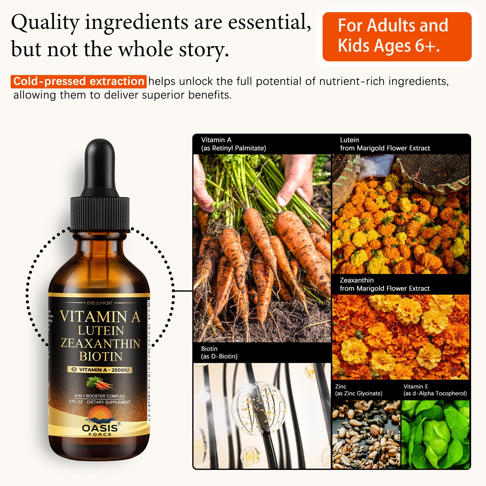 OASIS FORCE Vitamin A Liquid Supplement bottle side view