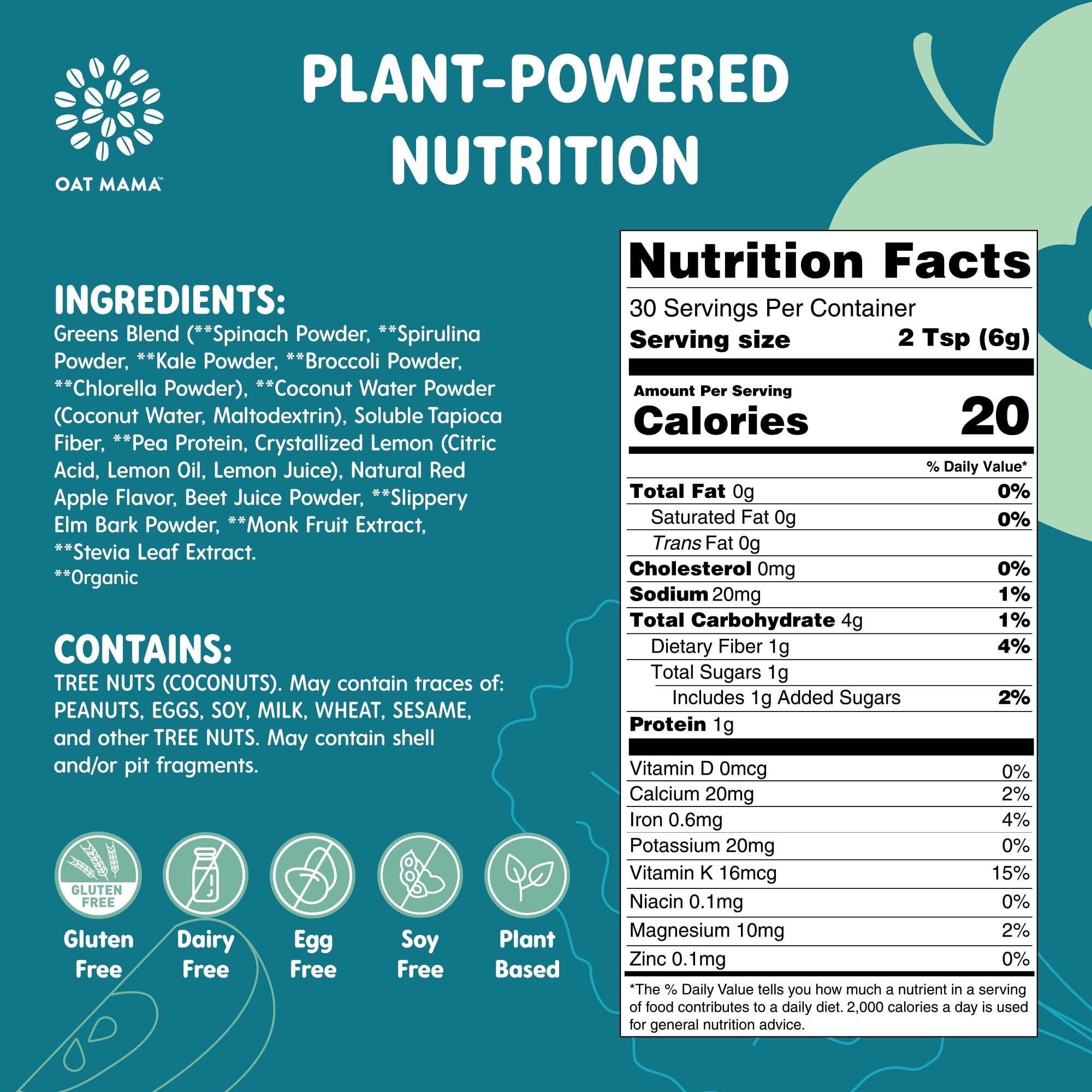 OAT MAMA Mama Greens 236g back view packaging