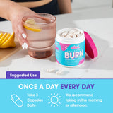 Obvi Collagenic Burn Fast Capsules displayed on a wooden table