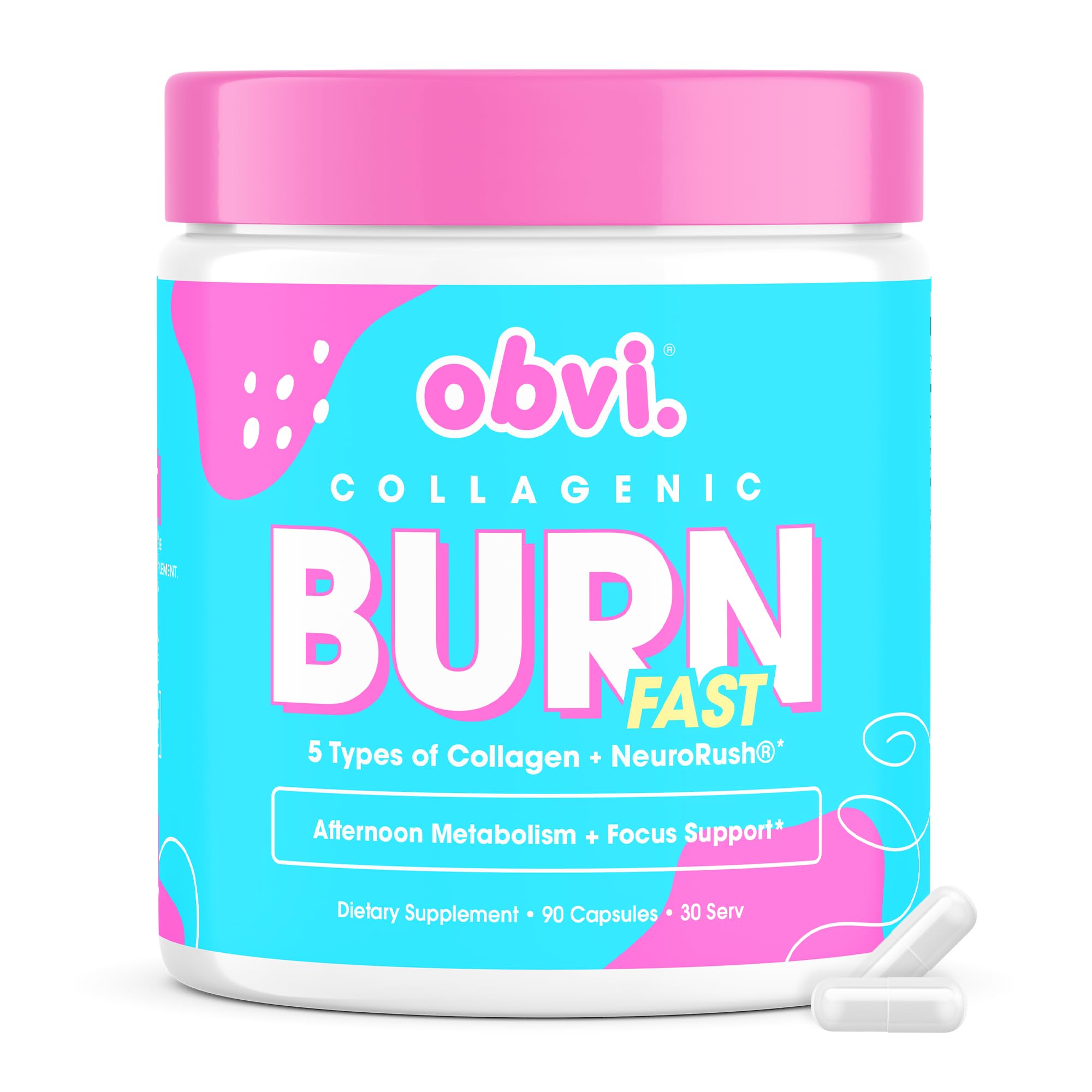 Obvi Collagenic Burn Fast Capsules front view with packaging