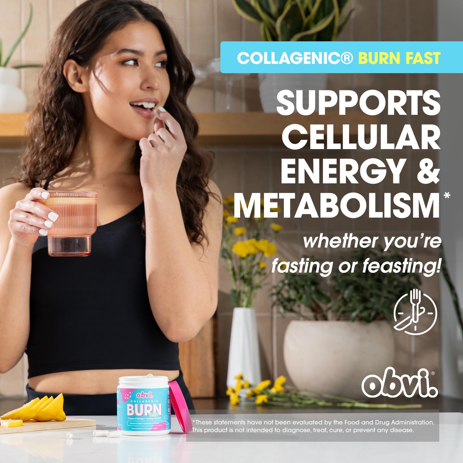 Obvi Collagenic Burn Fast Capsules side view showing dosage