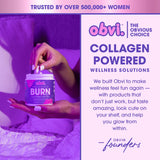 Obvi Collagenic Burn PM capsules with a glass of water