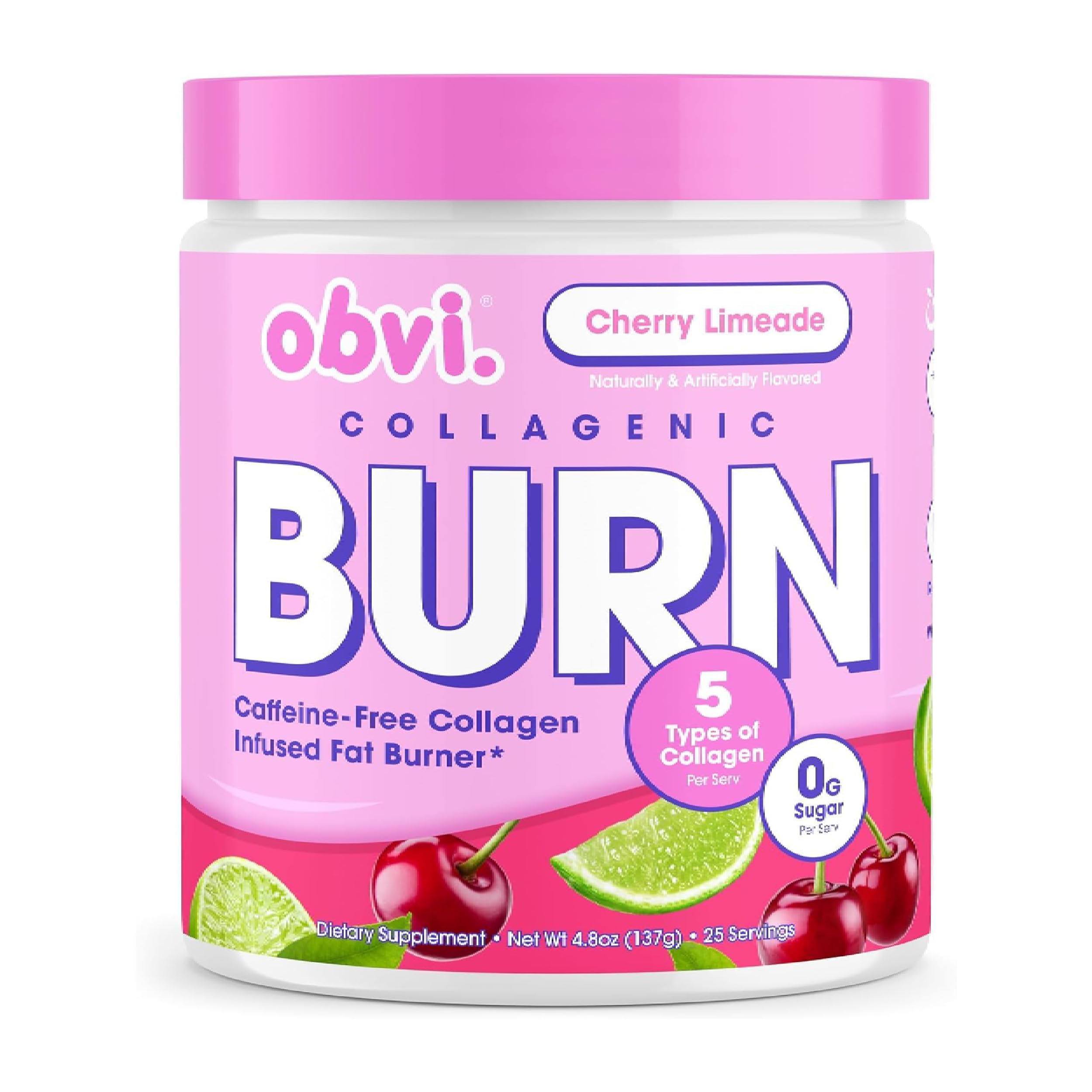 Obvi Collagenic Burn Powder 136g front view with packaging