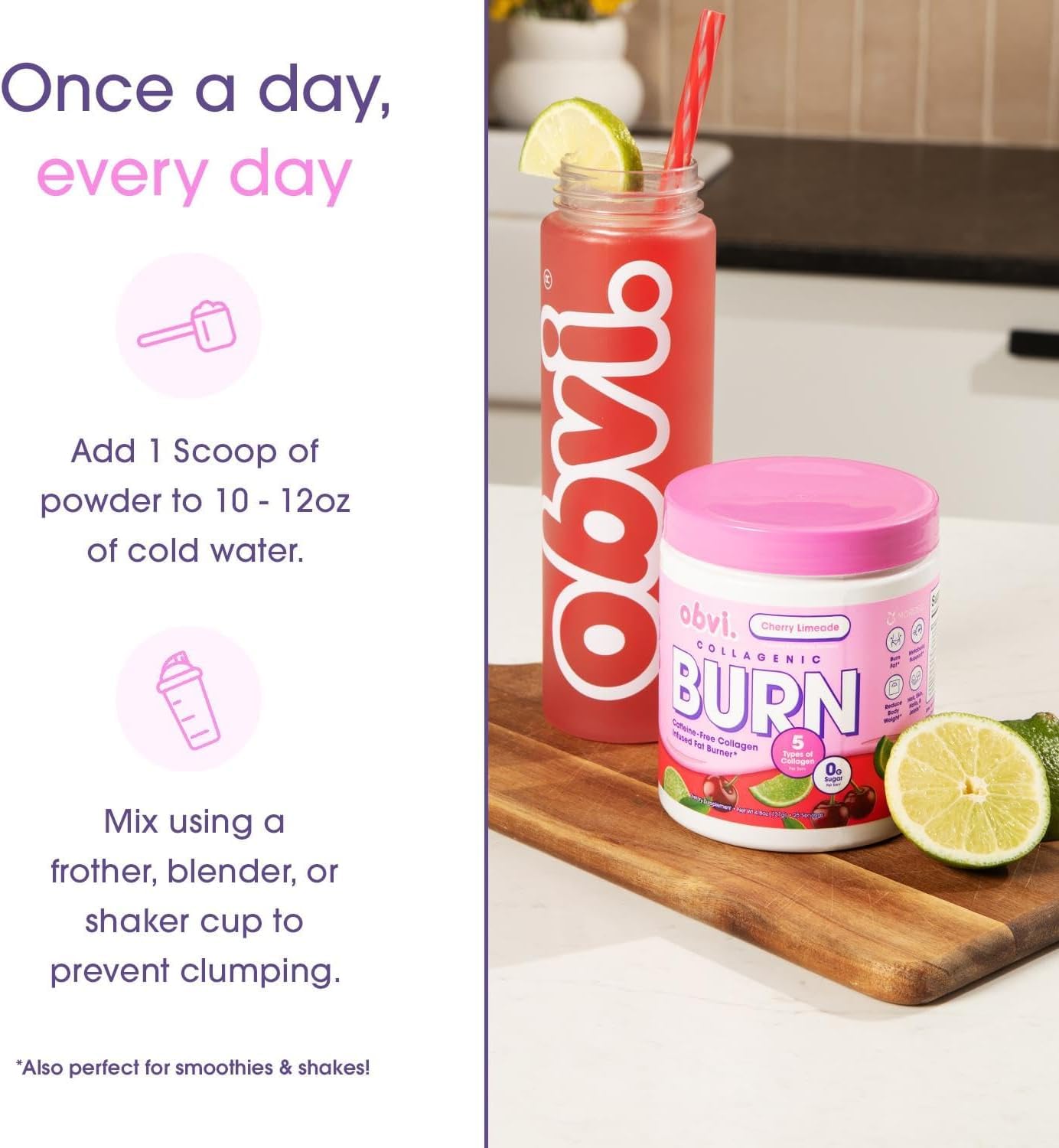 Obvi Collagenic Burn Powder 136g scoop for serving