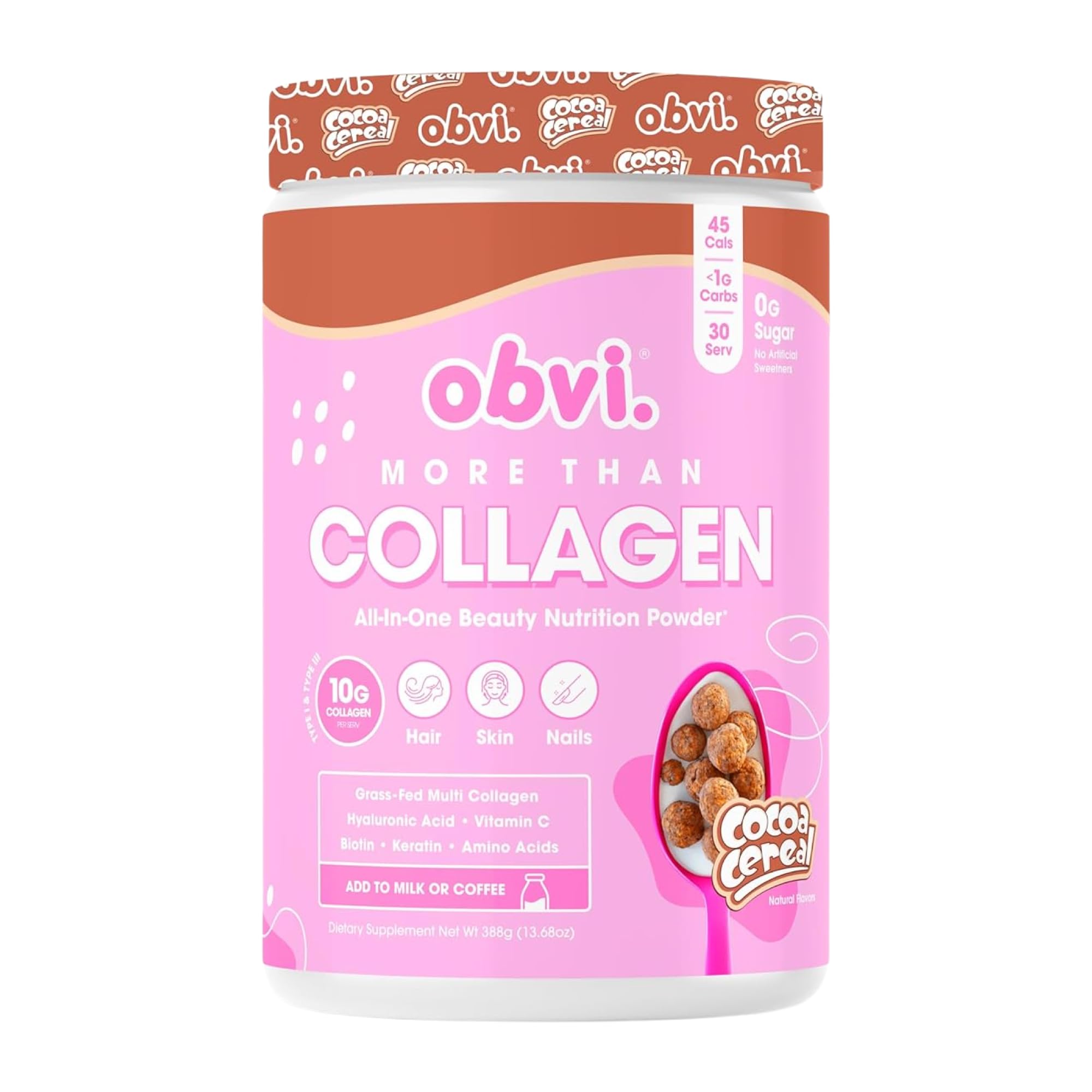 Obvi More Than Collagen Powder front view with packaging