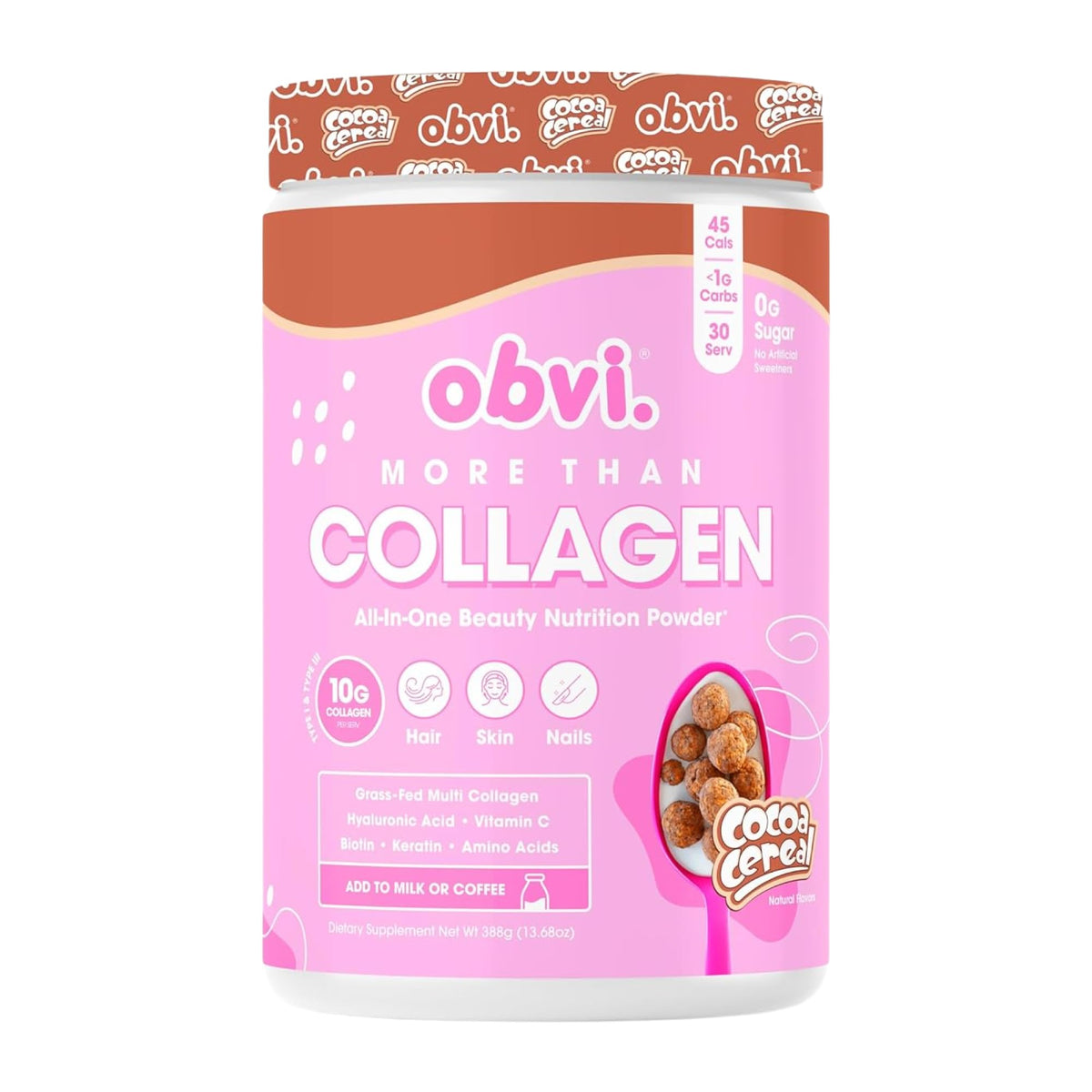 Obvi More Than Collagen Powder front view with packaging