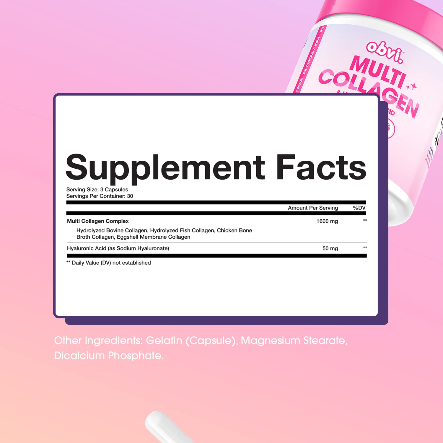 Obvi Multi Collagen Capsules bottle with label