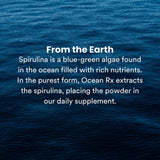 Ocean Rx Blue Spirulina 82g on a wooden table